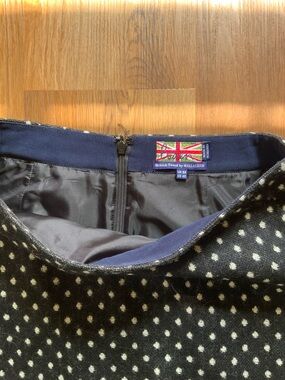 Boden Black and Cream Polka Dot Pencil Skirt